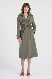 Embrace the cold weather with the avec les filles double breasted olive green trench coat! Olive Green Trench Coat Women Janis K Trench Coat Andiata