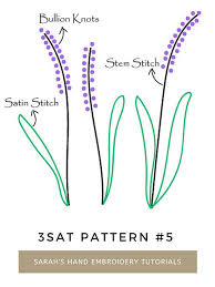 Lavender flowers | rococo stitch beautiful embroidery for clothes. Embroidery Pattern Sarah S Hand Embroidery Tutorials