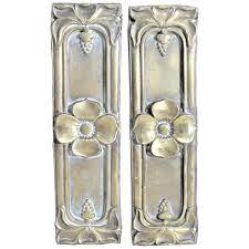 Antique solid bronze brass door plate vintage energy elevator plate. Pair Of Antique Brass Art Nouveau Door Push Plates With Fruit And Floral Accents At 1stdibs
