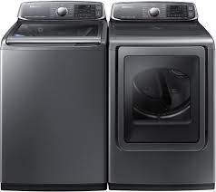 Samsung's large front load electric dryers reduce the need for ironing and dry cleaning. Samsung Sawadrep3 Side By Side Washer Dryer Set With Top Load Washer And Electric Dryer In Platinum