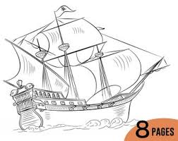 Use the easy instructions on this page to draw your own pirate ship,. Pirate Ship Coloring Etsy
