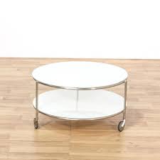 This Coffee Table Is Featured In A Shiny Polished Chrome This Modern Style Cocktail Table Has 2 Roun Coffee Table Glass Coffee Table Coffee Table With Wheels