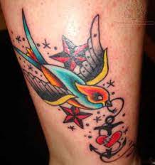 Awesome grey ink sparrow tattoo design. Tattoos Nautical Tattoo School Tattoo