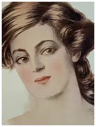 Portrait of a Beautiful Woman Print Signed Hugh Stuart Campbell 1905