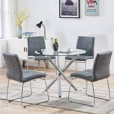 Featuring clean lines, this table is easy on the eyes with its roughhewn wood surface and natural textures that add stylish charm. Buy Sicotas 5 Piece Round Dining Table Set Modern Kitchen Table And Chairs For 4 Person Dining Room Table Set With Clear Tempered Glass Top Dining Set For Dining Room Kitchen Table