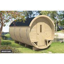 Ce coffre tonneau marron de jardin en résine peut également servir de table d'appoint ou d'assise pour une personne. Chalet Bureau Original Et Athypique En Tonneau 215x330cm De Jardin Et Chalet