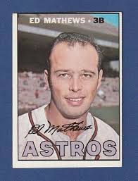 EDDIE MATHEWS 1967 Topps #166 Atlanta Braves Card '67 ED Good Condition^