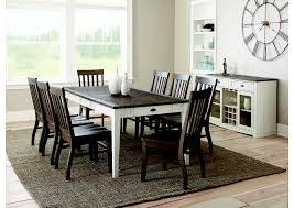Oak dining set a 7 piece traditional white and natural wooden dinette table with 6 chairs which is the best kitchen or living room solution. Cayla Two Tone Rectangular Dining Set W 8 Chairs Dark Oak Server Maverick Wholesale Furniture