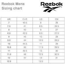 reebok size table