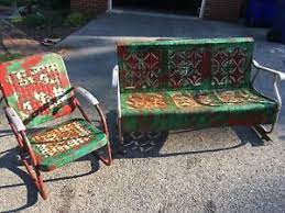 Its padded seat is covered in soft, brown, microfiber material with a luxuriously soft feel, plus the added bonus of easy cleaning. Vintage Metal Patio Glider With Chair Ebay
