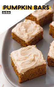 Pumpkin Bars Are Just The Vehicle For The Cream Cheese Frosting Recipe Pumpkin Recipes Dessert Canned Pumpkin Recipes Pumpkin Pie Bars