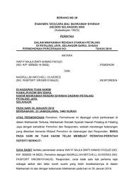 (negeri selangor 2003) (seksyen 8(a) ) saman di dalam mahkamah rendah / tinggi syariah di di negeri selangor. Contoh Perintah Perceraian Studocu