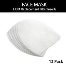 12x insert mask filters, activated, carbon, replaceable, breathable face mask. Face Mask Adult Large Hepa Replacement Filters 12 Pack