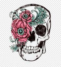 Owl & skull back tattoo. Multicolored Sugar Skull Illustration Skull Calavera Sleeve Tattoo Flower Skull Flower Arranging Color Png Pngegg