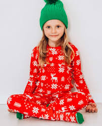 Kids Long John Pajama Set Holiday Fun