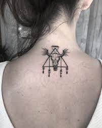 Zodiac Taurus Bull Skull Back Of Neck Tattoo Neck Tattoo Taurus Tattoos Back Of Neck Tattoo