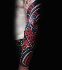 Black And Red Arm Sleeve Tattoos 70 Haida Tattoo Designs For Men Tribal Ink Ideas Haida Tattoo Tattoo Designs Maori Tattoo