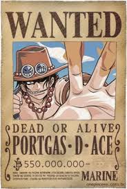 Top 20 Wanted One Piece Ex Portgas D Ace Cartaz Manga Anime