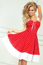 30-8 rockabilly pin up sukienka - czerwona w białe kropki Numoco - Sukienki  multikolor - Modile.pl