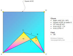 Geometry Problem 1310 Square Center Right Triangle Area Measurement Online Math Math Tutor Geometry Problems