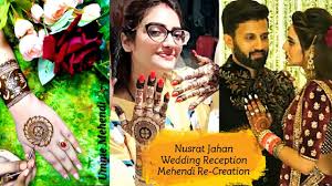 Nusrat jahan and nikhil jain at their wedding reception. Nusrat Jahan Wedding Reception Mehendi Design Re Creation Umme Mehendi Youtube
