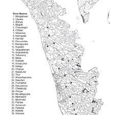 This kerala map shows all the 44 rivers of kerala along with the backwaters and other water reservoirs. Rivers Of Kerala And Location Of River Gauge Stations Download Scientific Diagram