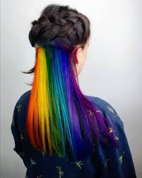 How To Get Rainbow Colour Hair Tips Hair Hacks Hidden Rainbow Hair Hair Color