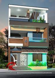 3d Narrow House Designs Gallery Rc Visualization Structural Plan And Elevation Designing Compan House Front Design House Design Pictures Narrow House Designs