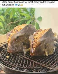 These delicious fish tacos are paired with a spicy cabbage slaw. Who Wants Some Fish Tacos Stupidfood