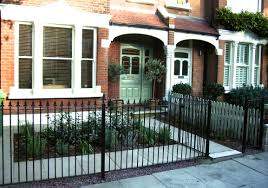 Black Metal Gate Railings Sandstone Path Garden Railings Victorian Front Garden Front Garden Design