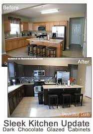 Dark cabinets dont have to be blackif the midnight mood isnt for you consider a lighter shade of brown. Remodelaholic Sleek Dark Chocolate Painted Cabinets Kitchen Diy Makeover Home Brown Kitchens