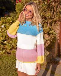 Essas qualidades são só o começo do que. Blusa De Frio Tricot Listrado Listras Coloridas Candy Color R 89 90 Cor Multicolor 26322 Compre Agora Shafa