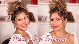 Women with curly hair can easily rock any kind of hairstyle, especially braids and buns. Curly Hair Bun How To Do Curly Messy Bun Updo Hairstyles Curly Bun Mom