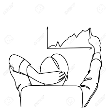 Back View Of Business Man Sitting In Office Chair Drawing Chart