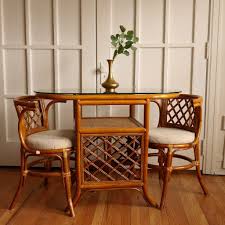 Vintage 60s Rattan Bamboo Dining Table Set For 2 Rattan Dining Table 2 Seater Dining Table Patio Furniture Dining Set