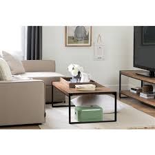 Artist rivka wilkins and woodworker jared davis have collaborated on a series of beautiful coffee tables that capture ocean waves crashing on the shores of a live edge walnut coffee table. South Shore Furniture Gimetri Rectangular Coffee Table 23 60 In X 47 25 In X 15 In With Black Metal Frame And Rustic Bamboo Top Lowe S Canada