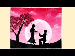 Easy Acrylic Painting For Beginners Night Scenery Painting Moonlight Couple Painting Pink Youtube In 2020 Sunset Canvas Painting Scenery Paintings Painting