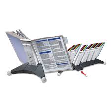 The desk reference system, also known as a desk stand, displays information in an elegant and functional manner. Sherpa Desk Reference System 10 Panels 10 X 5 7 8 X 13 1 2 Gray