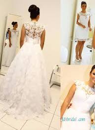 H1233 Convertible Short And Long Lace Wedding Dress In 2020 Convertible Wedding Dresses Wedding Dresses Wedding Dresses Lace