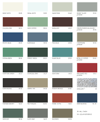 color chart architectural metal supply