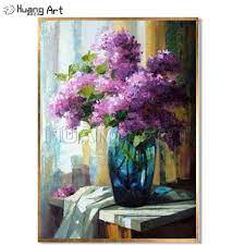 Oil painting flowers oil painting on canvas watercolor flowers painting clouds drawing flowers painting abstract oil paintings painting art from an original oil painting. Impression Purple Flower Oil Painting For Bed Room Wall Decor 100 Hand Painted Violet Flower Vase Oil Painting On Canvas Painting Calligraphy Aliexpress