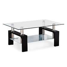 Table of contents table of the best round glass coffee tables reviews 2. Buy Mecor Rectangle Glass Coffee Table Modern Side Coffee Table With Lower Shelf Black Wooden Legs Suit For Living Room Online In Turkey B07ftd9m49