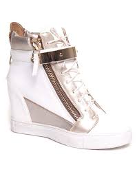 Basket blanche compense jamais mise erreur de taille acheté 30 euros. Basket Compensee Blanche Et Doree