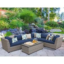 Rosecliff Heights Meeks 7 Piece Sectional Seating Group With Cushions Reviews Wayfair Wicker Patio Furniture Set Patio Furniture Sets Outdoor Sofa Sets