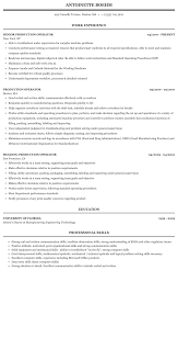 Production Operator Resume Sample Mintresume