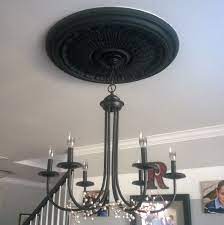 Canomo 2 packs molded pu ceiling medallion for light fixtures and ceiling fans, 10od x 4id, matte black. I Loved My Ceiling Medallion But Disliked How It Was Painted White And Seemed To Melt Into My Wh Farmhouse Ceiling Medallions Ceiling Medallions Ceiling Lights