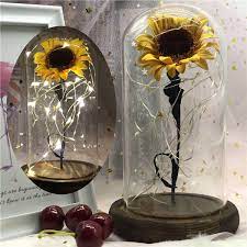 Sunflower Eternal Flower Lamp With Glass Cover Girls Birthday Valentine S Day Mother S Day Gifts Home Decor Wish Flower Lamp Mother S Day Gifts Sunflower Gifts