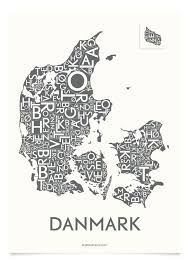 Produktbeskrivning poster med motiv av hamn i danmark. Kaufe Kortkartellet Danmark W Citys Poster 50 X 70 Cm Anthracite Coal Kk 2201