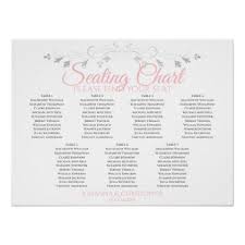 Pink Gray 7 Table Wedding Seating Chart Zazzle Com