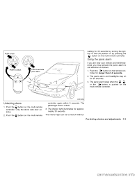 I can use they keyless fob without a problem and also the internal lock/unlock button works . Alarm Nissan Sentra 1999 B14 4 G Owners Manual 223 Pages